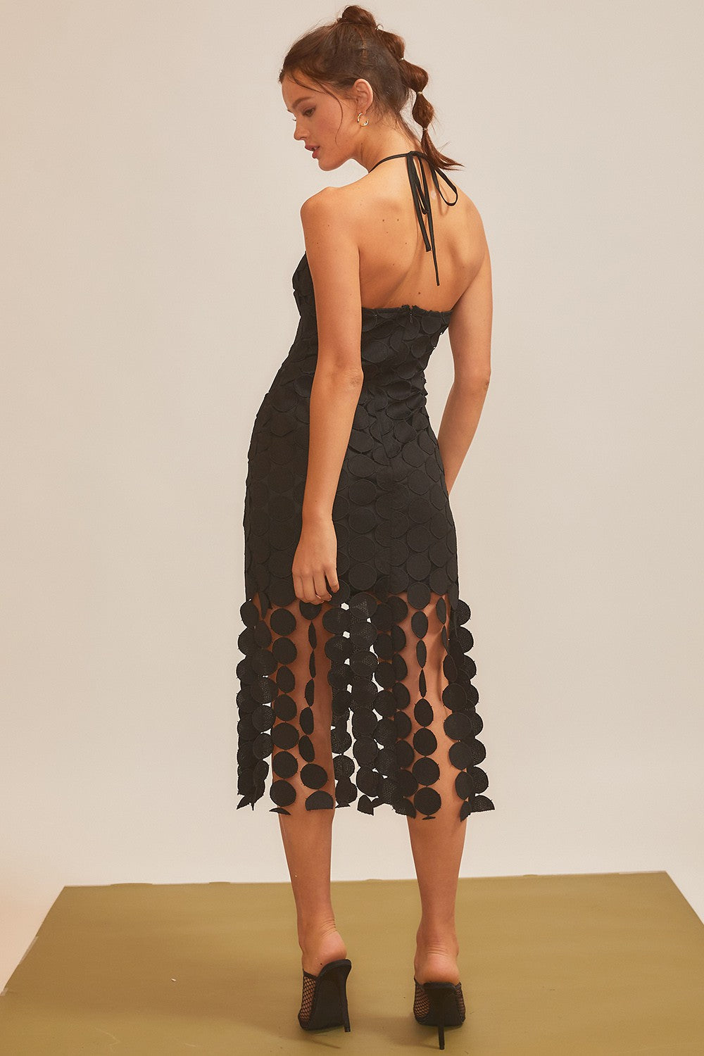 black crochet fringe dress Finnley Black Crochet Fringe Mini Dress